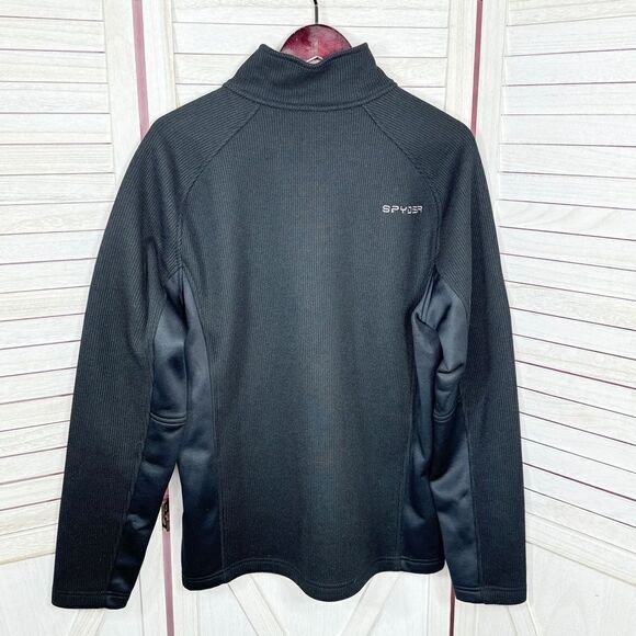 Spyder Outbound Quarter Zip Textured Fleece Pullover Jacket Black Large - Picture 3 of 13